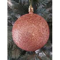 Новорічна куля "Блискітки" Ø100мм рожево-золота, ціна за набір 3шт